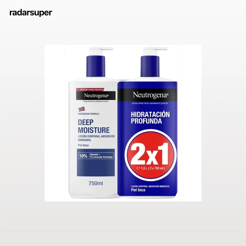 Loción de absorción inmediata para piel seca hidratación profunda Neutrogena de 2 unidades 750 ml.