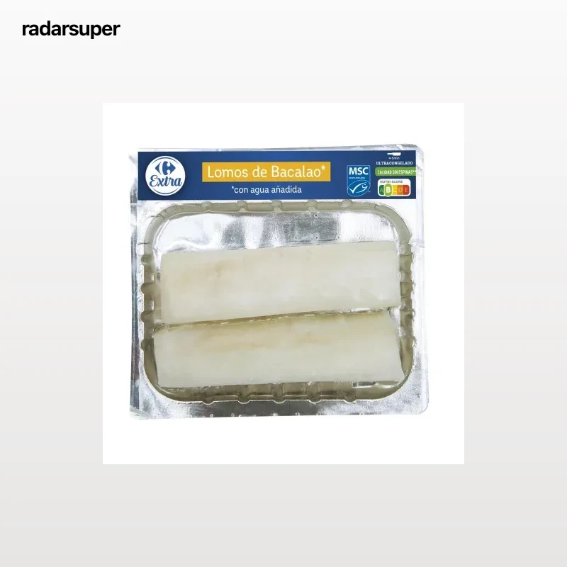 Lomo de bacalao procedente de pesca sostenible congelado Carrefour 300 g.