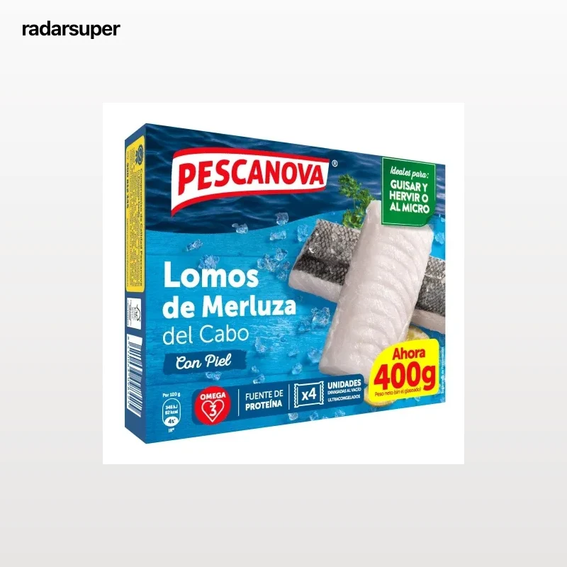 Lomos de merluza del cabo con piel ultracongelados Pescanova 400 g.