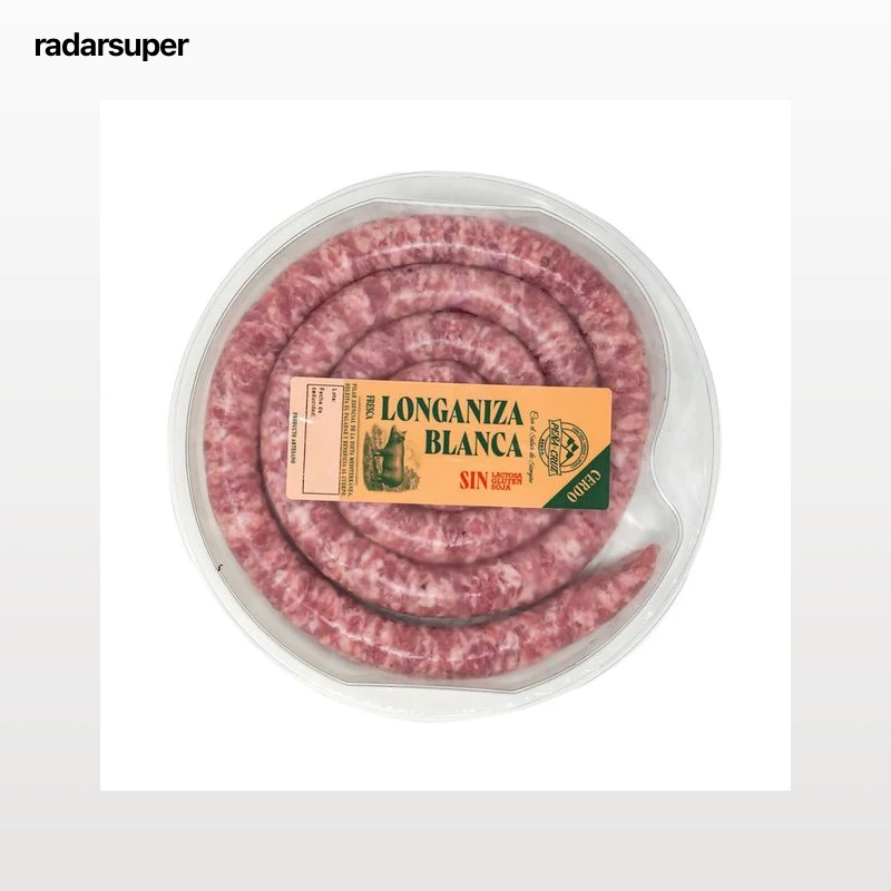 Longaniza blanca fresca de cerdo, elaborada sin gluten, ni lactosa ni soja PEÑA CRUZ 375 g.