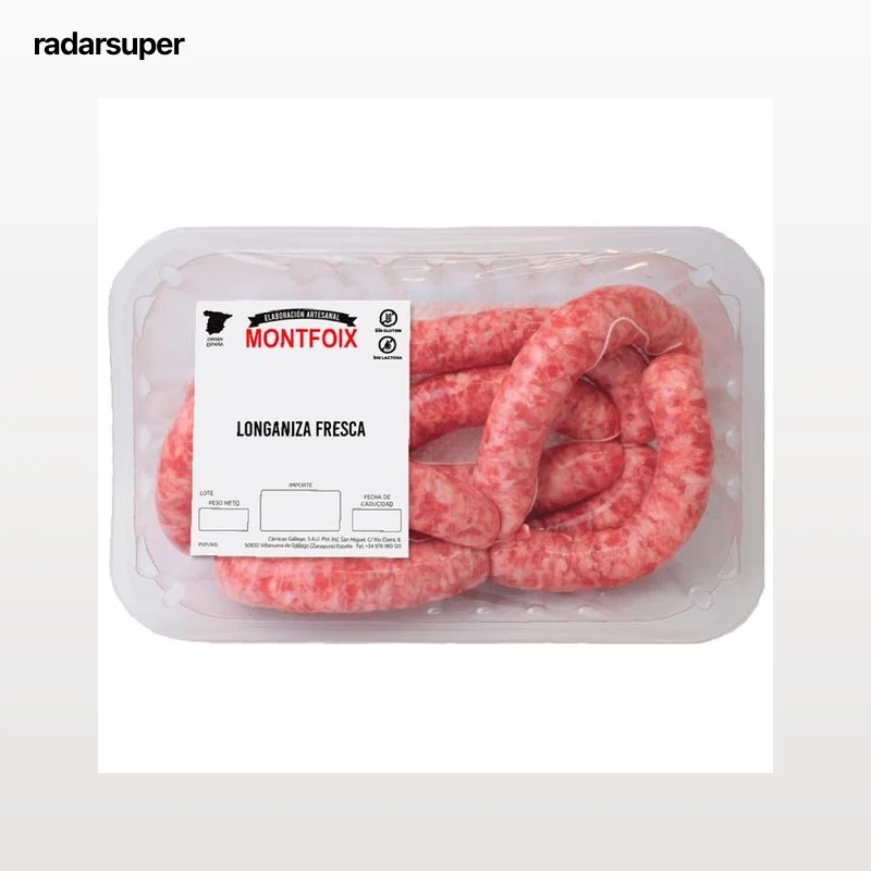 Longaniza fresca blanca de cerdo, tipo salchichas, elaboradas sin gluen ni lactosa MONTFOIX