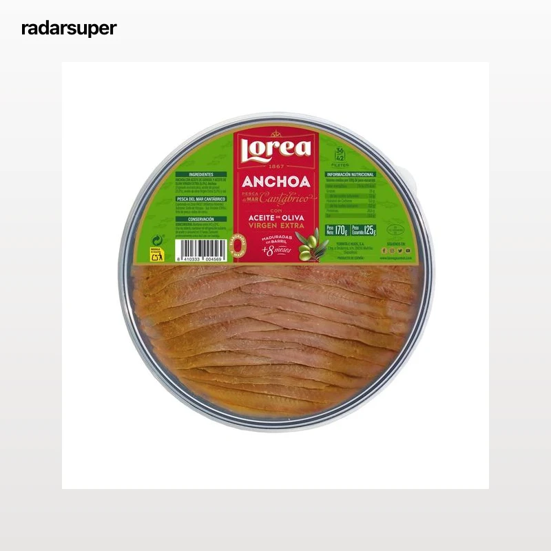 LOREA Filetes de anchoas del Cantabrico en aceite de girasol y oliva virgen extrLOREA P.N. 170 g
