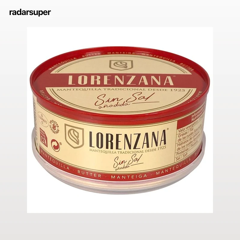 LORENZANA Lata de mantequilla tradicional sin sal añadida LORENZANA 250 g.