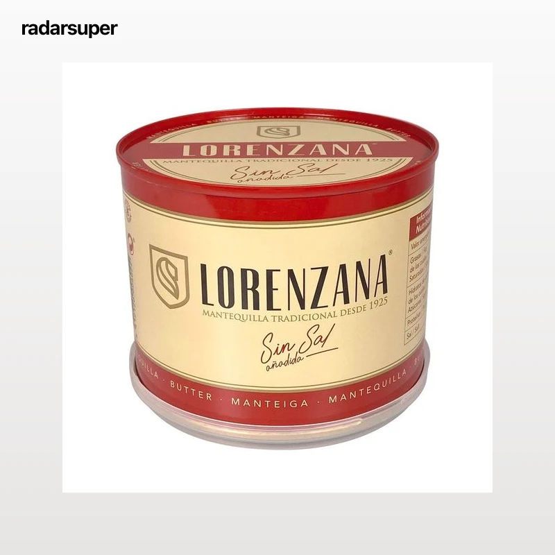 LORENZANA Lata de mantequilla tradicional sin sal añadida LORENZANA 500 g.