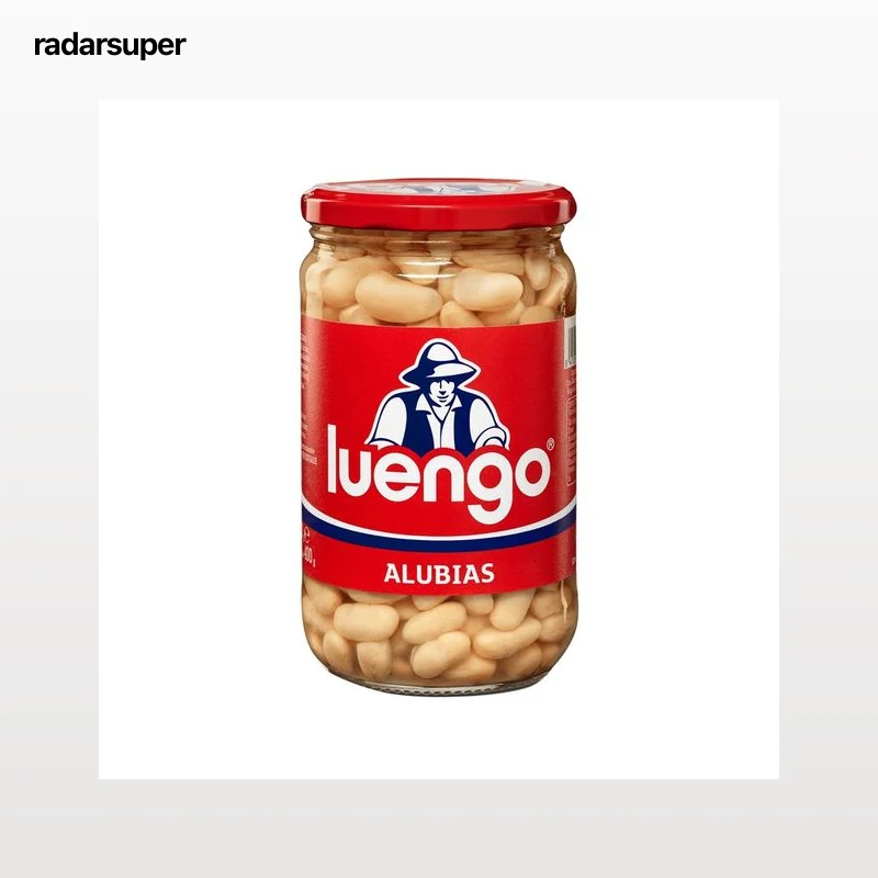 LUENGO Alubia blanca cocida en  frasco de 400 g.