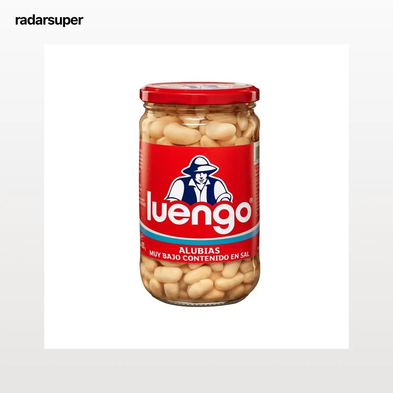 LUENGO Alubia cocida blanca con un bajo contenido en sal, en frasco de 400 g.