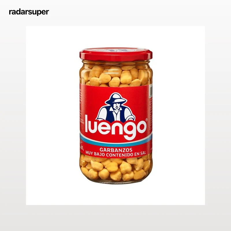 LUENGO Garbanzo cocido con bajo contenido en sal frasco de 400 g.