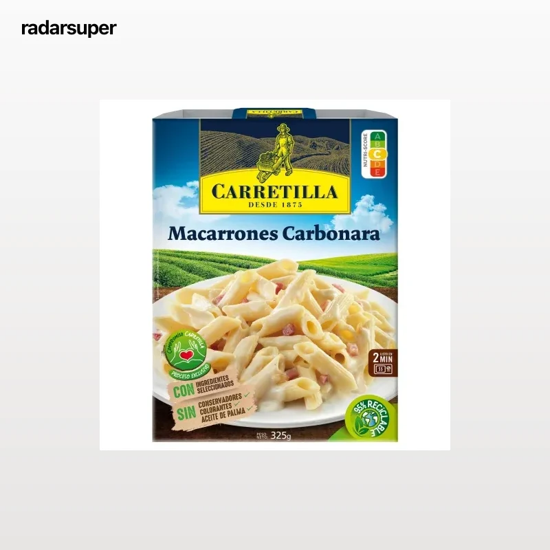 Macarrones carbonara Carretilla sin aceite de palma 325 g.