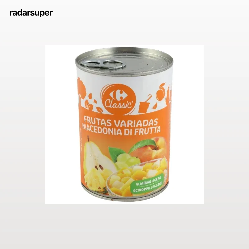 Macedonia de frutas variadas en almíbar ligero Classic Carrefour 250 g.