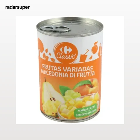 Macedonia de frutas variadas en almíbar ligero Classic Carrefour 250 g.