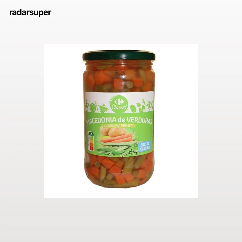Macedonia de verduras Classic Carrefour sin sal añadida 320 g.