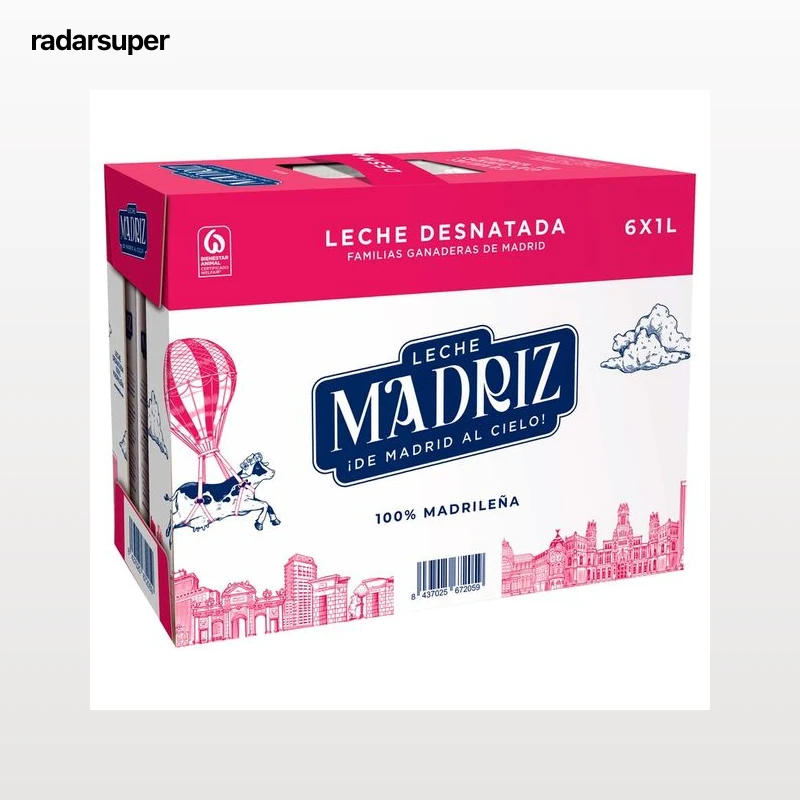 MADRIZ Leche de vaca desnatada de origen 100% madrileña 6x1 l.