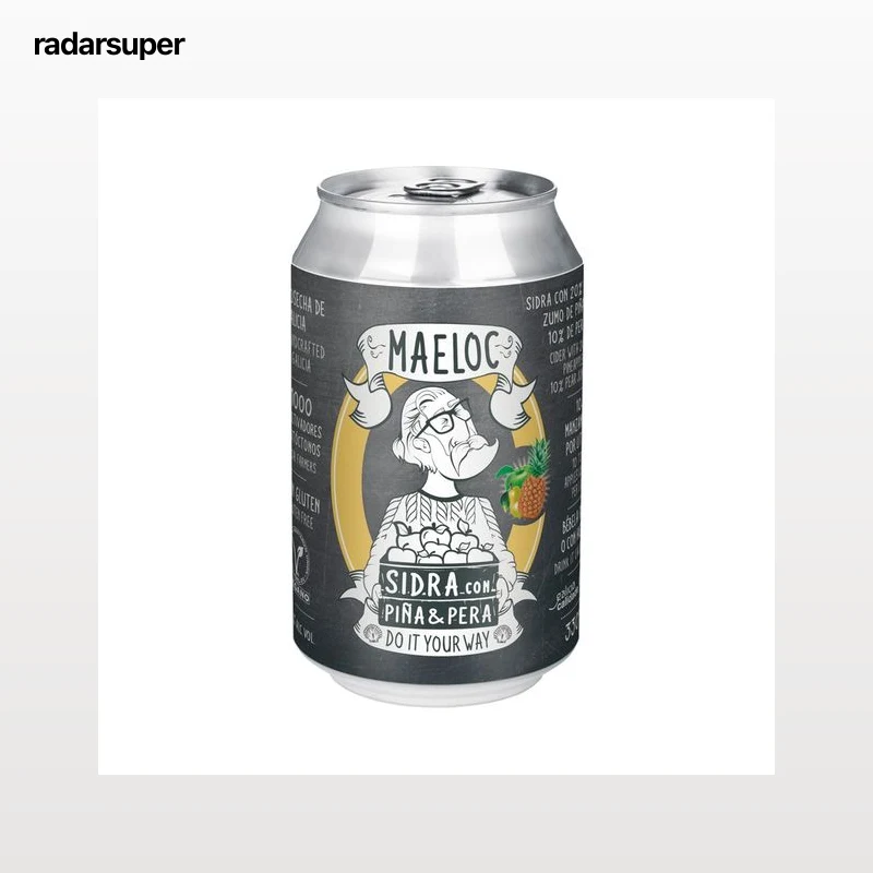 MAELOC Cider de manzana con piña y pera lata de 33 cl.