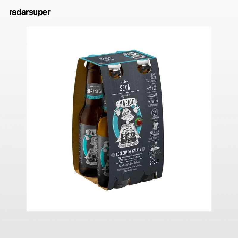 MAELOC Sidra seca, elaborada sin gluten 4 x 20 cl.
