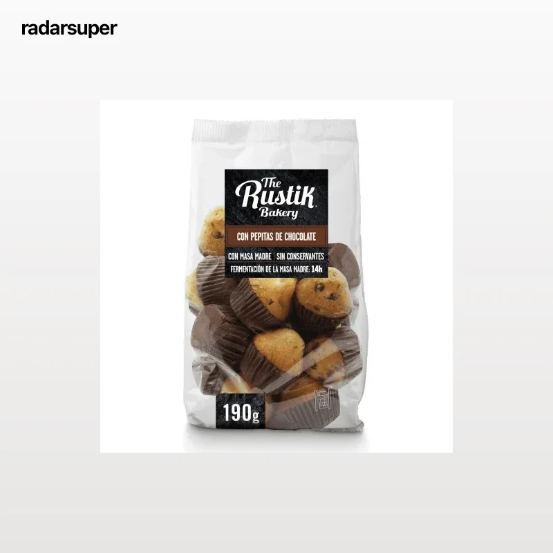 Magdalenas mini estilo tradicional con pepitas de chocolate The Rustik Bakery 190 g.