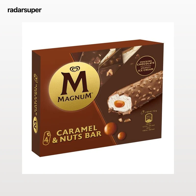MAGNUM barrita de helado caramel & nuts X4 208G