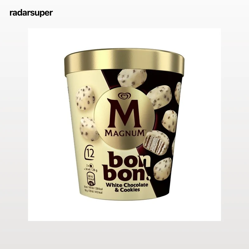 MAGNUM Bombon de Frigo Bombones helados de nata con salsa de cacao con galleta, recubiertos chocolate blanco 12 uds.