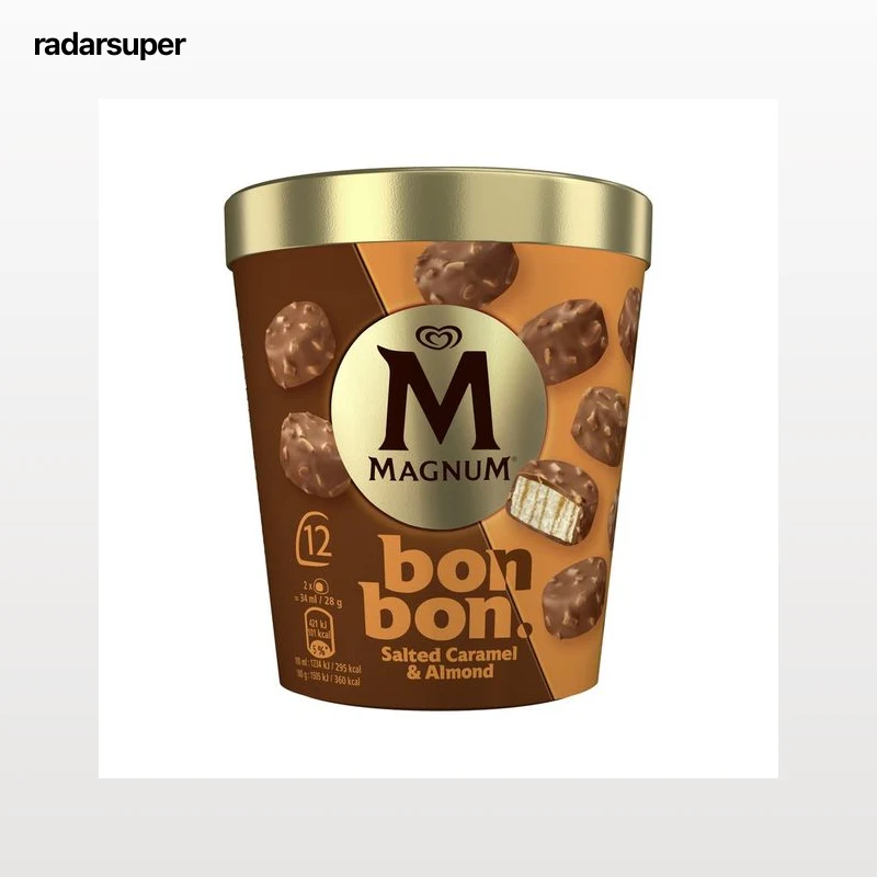 MAGNUM  Bombon de helado de vainilla con caramelo salado y trocitos de almendra 12 uds.