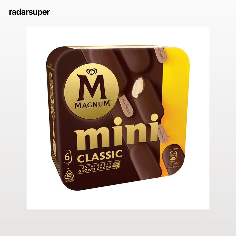 MAGNUM Classic Mini bombones helados de vainilla recubiertos de chocolate con leche 6 x 55 ml.