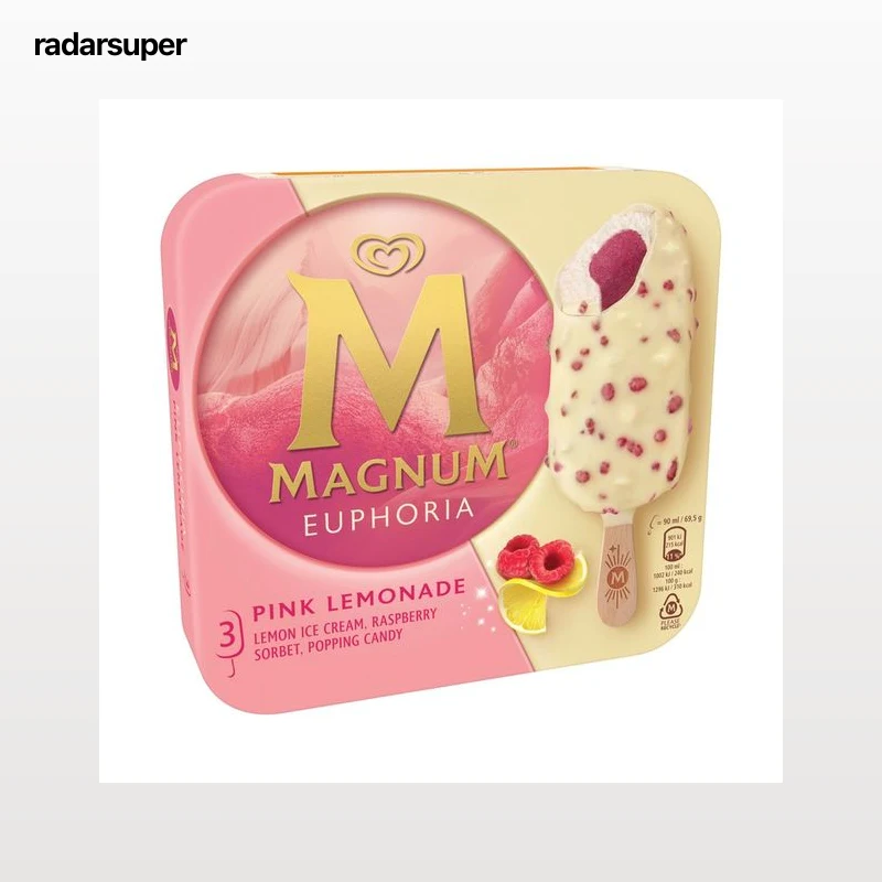MAGNUM Euphoria de Frigo Bombón helado de limón, frambuesa y chocolate blanco 3 x 90 ml.
