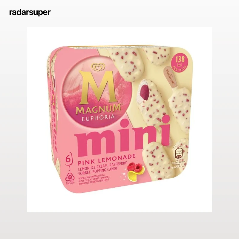 MAGNUM Euphoria de Frigo Mini bombón helado de limón, frambuesa y chocolate blanco 6 x 55 ml.