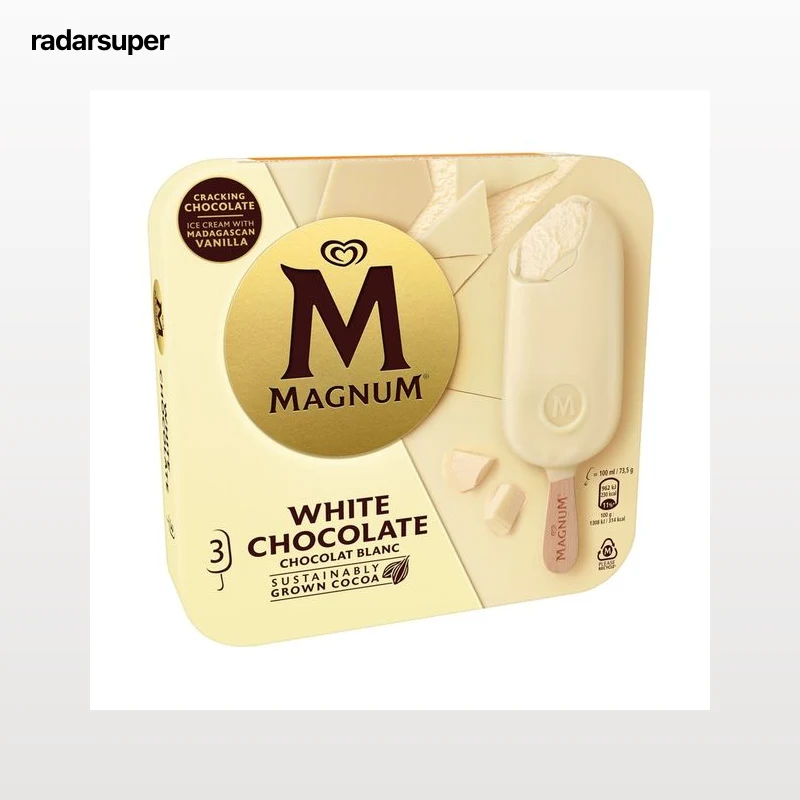 MAGNUM de Frigo Bombón helado de vainilla recubierto de crujiente chocolate blanco 3 x 100 ml.