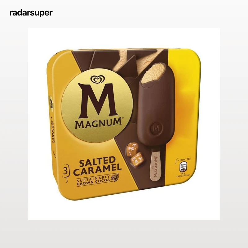 MAGNUM de Frigo Helado de caramelo salado recubieto de chocolate con leche 3 x 100 ml.