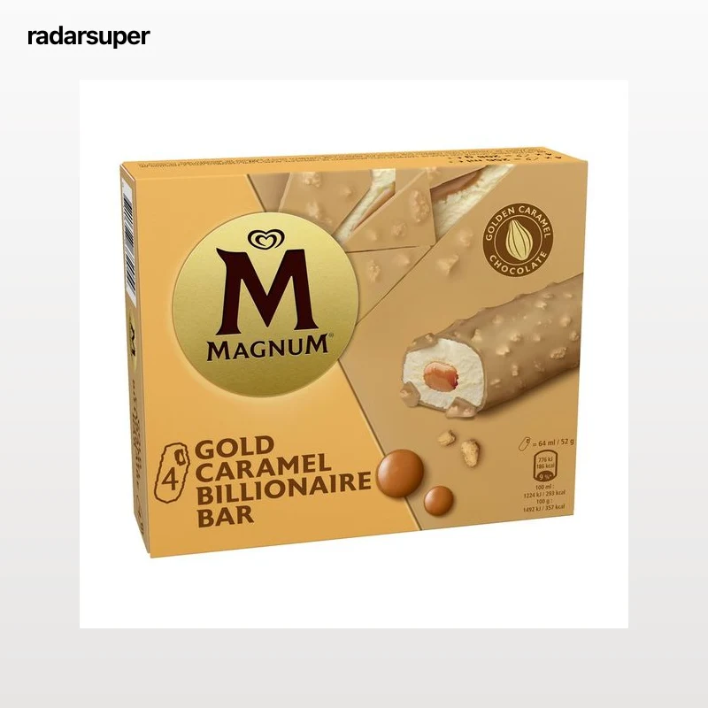 MAGNUM Helado sabor galleta con salsa de caramelo recubierto de chocolate blanco con caramelo y trocitos de galleta 4x64 ml.