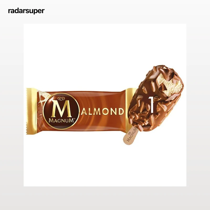 MAGNUM Helado de vainilla recubierto de chocolate con leche y almendras 120 ml.