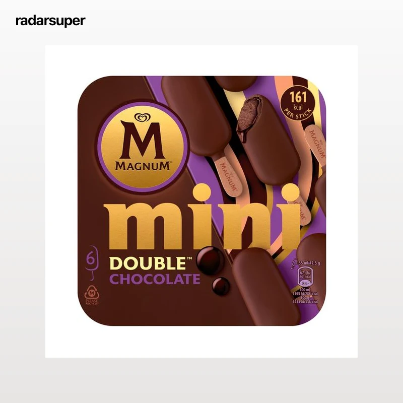MAGNUM Mini bombón helado de chocolate con salsa de chocolate, cubierto de chocolate 6 x 55 ml.