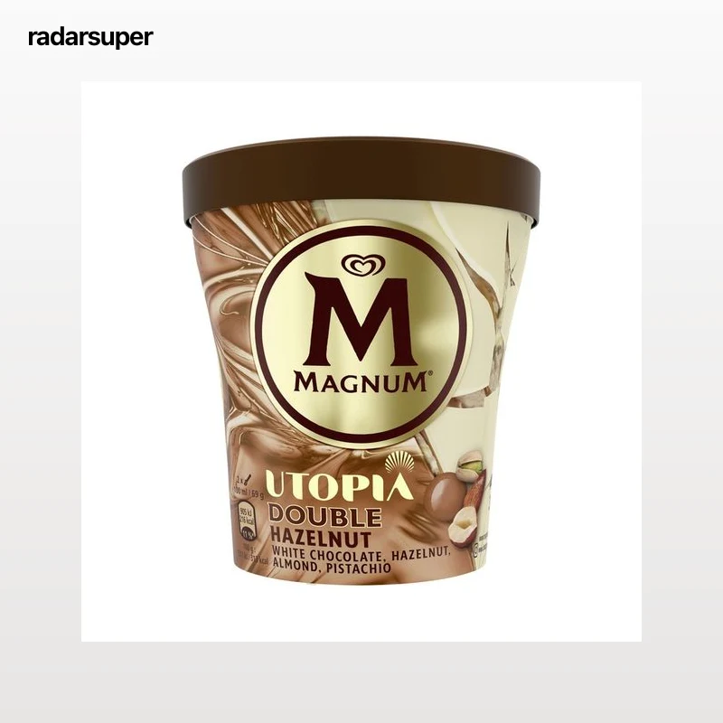 MAGNUM Utopia doble hazelnut de Frigo Tarrina helado de avellana, almendra y caramelo recubierto de chocolate blanco 440 ml.