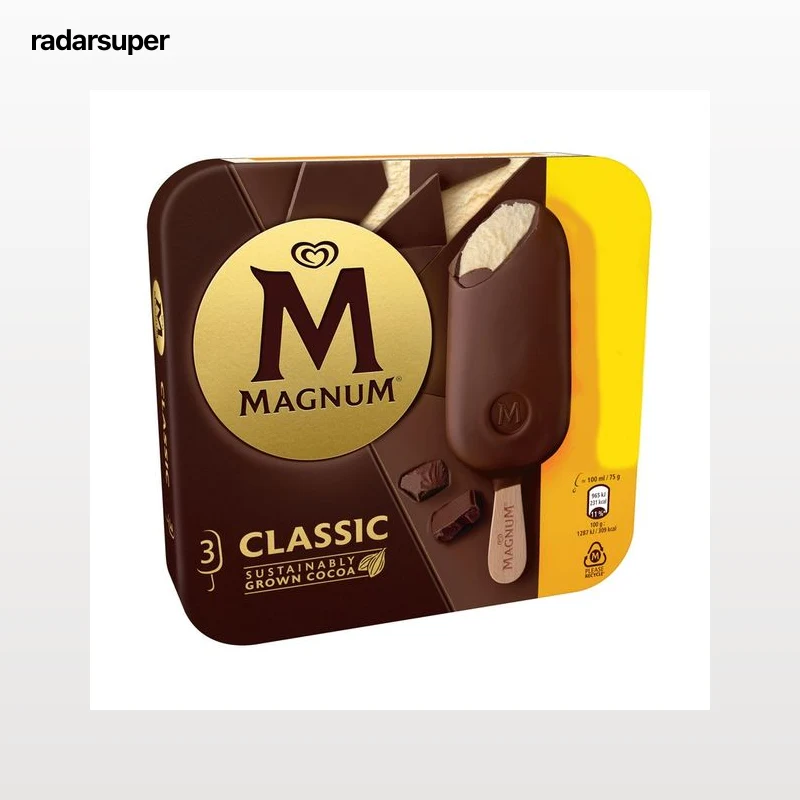 MAGUM Classic de frigobombón helado de vainilla y chocolate con leche 3 x 100 ml.