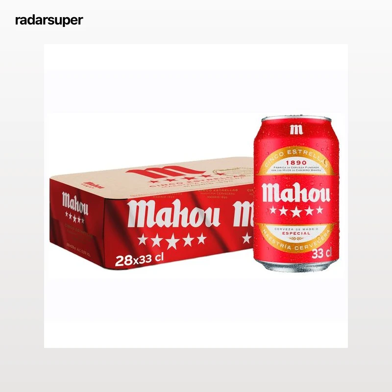MAHOU 5 ESTRELLAS Cervezas pack 28 latas x 33 cl.