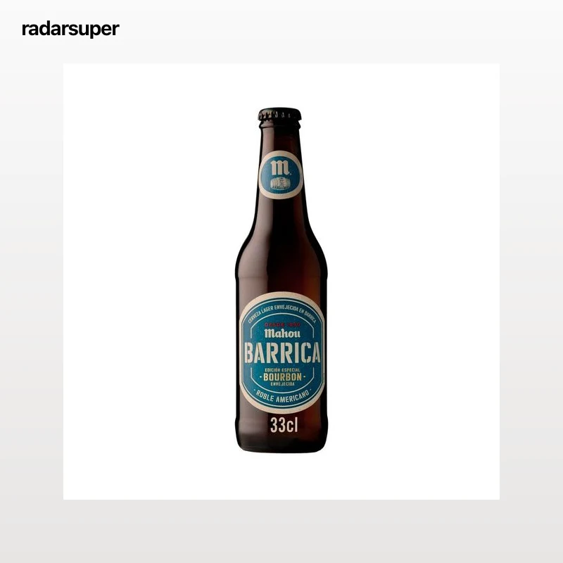 MAHOU BARRICA Cerveza rubia envejecida en barrica, bourbon botella 33 cl.