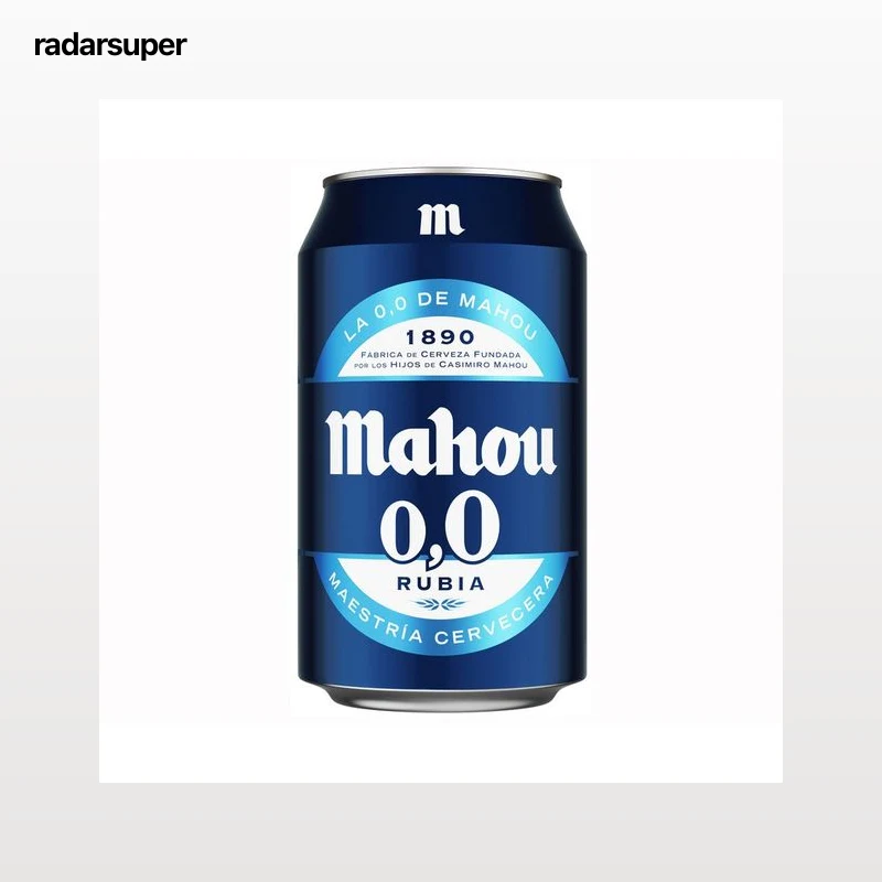 MAHOU Cerveza rubia 0,0 % lata 33 cl.