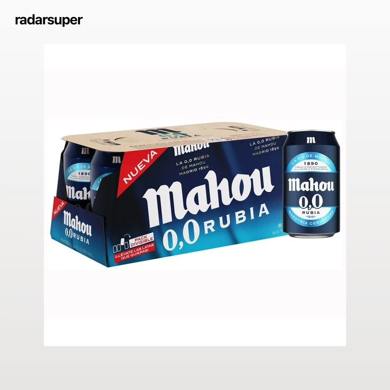 MAHOU Cerveza rubia 0,0 pack 8 latas 33 cl.