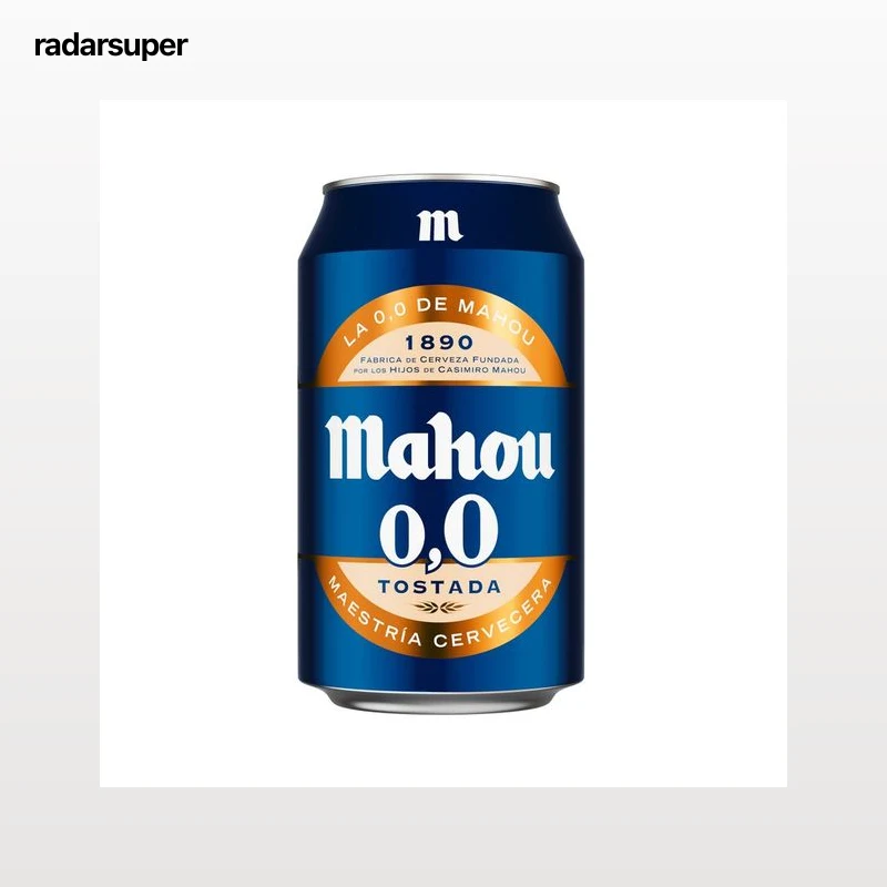 MAHOU Cerveza tostada 0.0 % alcohol lata 33 cl.