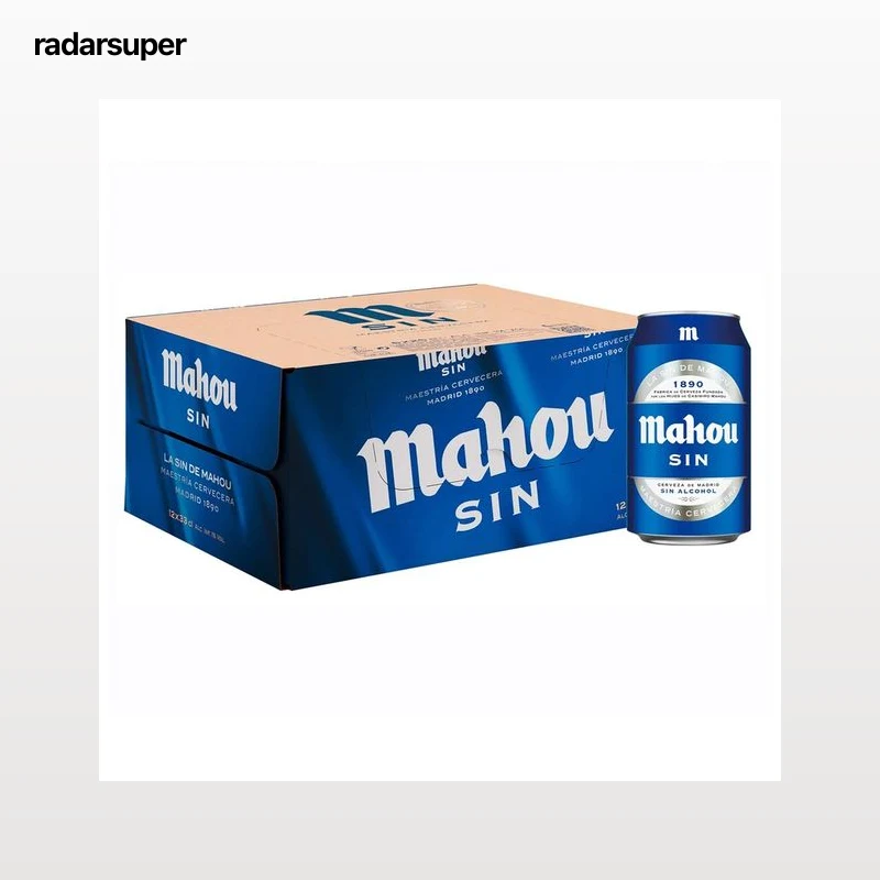 MAHOU Cervezas sin alcohol pack de 12 latas de 33 cl.