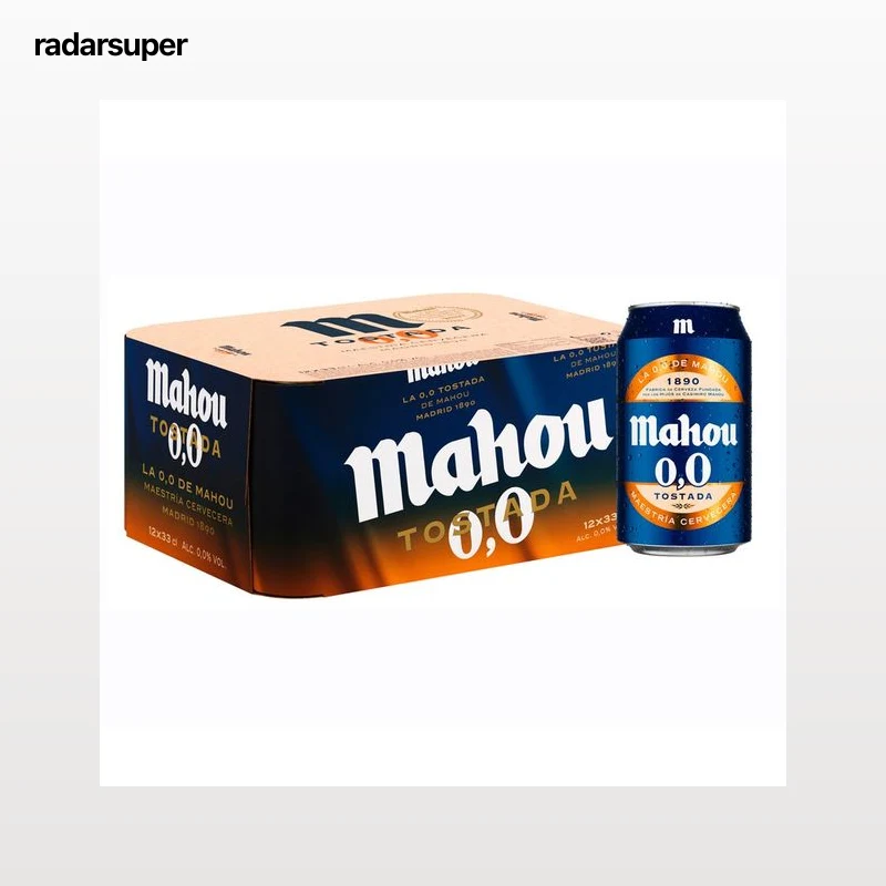 MAHOU Cervezas tostadas 0,0 % alcohol Pack 12 latas x 33 cl.