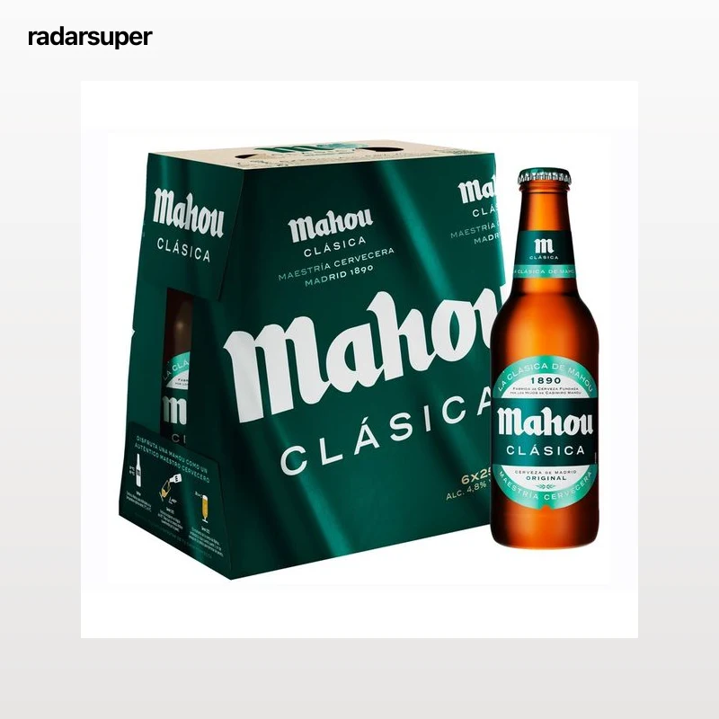 MAHOU CLASICA Cervezas  pack de 6 botellas de 25 cl.