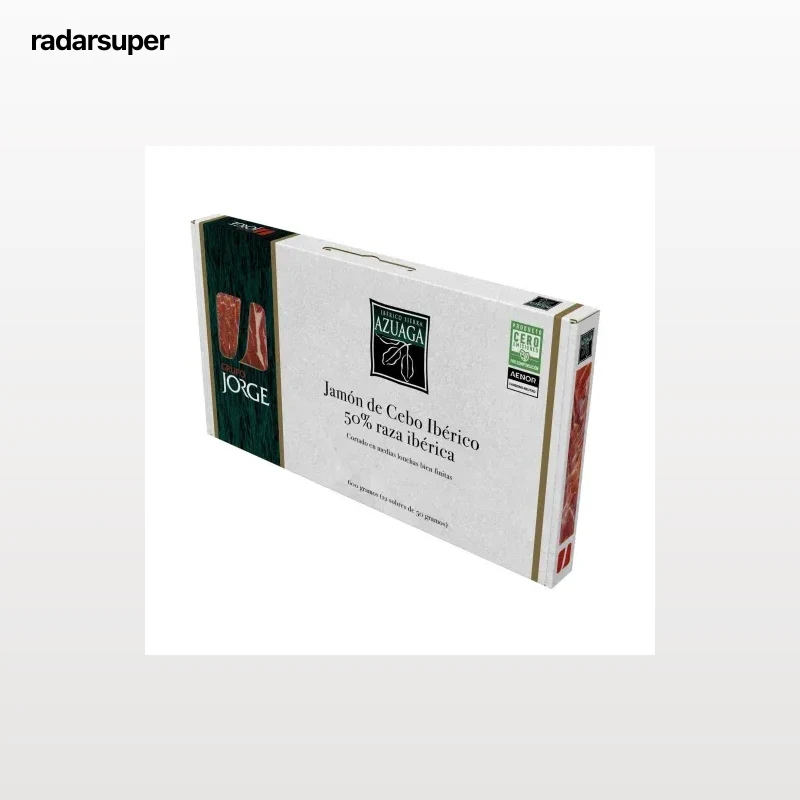 Maletín de Jamón de Cebo Ibérico 50% Raza Ibérica en lonchas Azuaga pack de 12 sobres de 50 g.