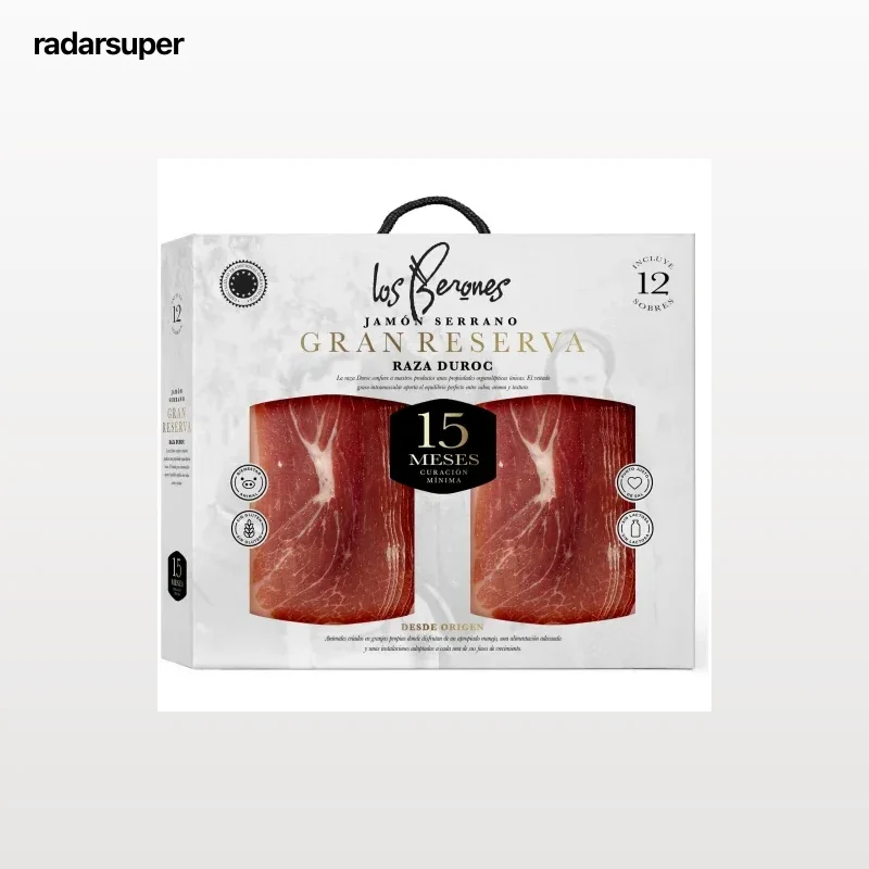 Maletín de jamón serrano gran reserva en lonchas Los Berones 12x70 g