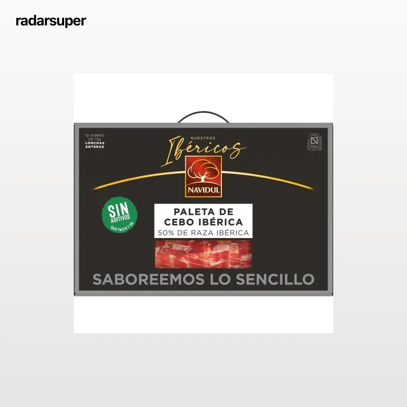 Maletín de Paleta de Cebo Ibérica 50% Raza Ibérica en lonchas Navidul 10 sobres de 70 g