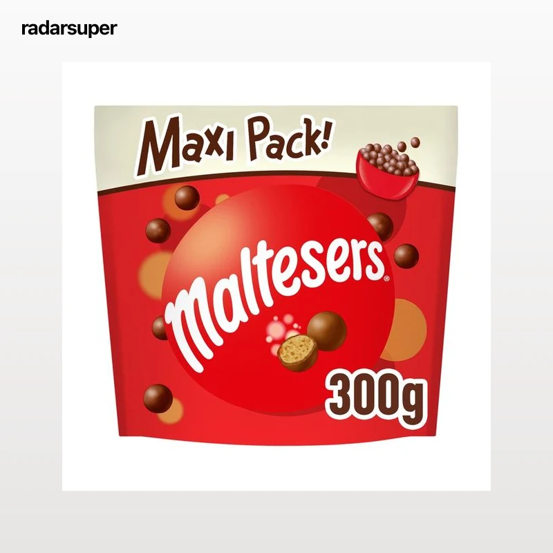 MALTESERS Bolas de chocolate con leche rellenas de leche malteada 300 g.