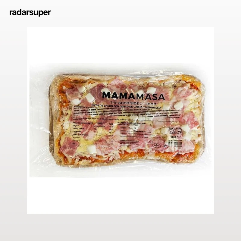 MAMAMASA Pizza de bacon con queso de cabra y membrillo 500 g.