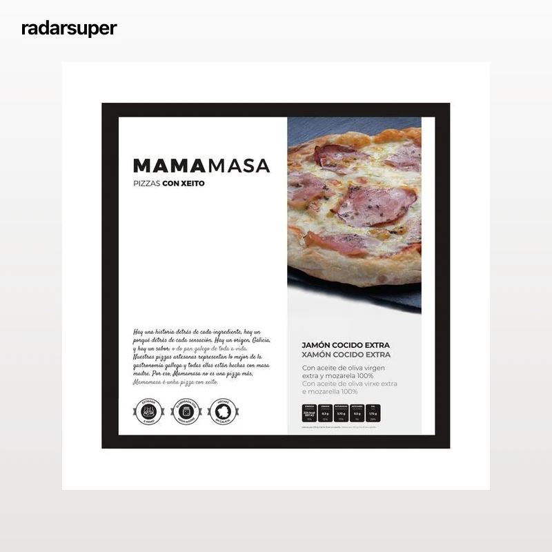 MAMAMASA Pizza congelada de jamón cocido extra y mozarella 410 g.