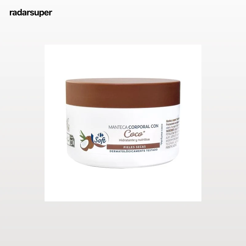 Manteca corporal con coco Soft Carrefour 250 ml.