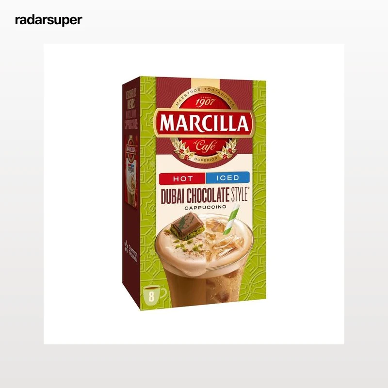 MARCILLA Café soluble cappuccino con chocolate Milka 8 x 15 g.