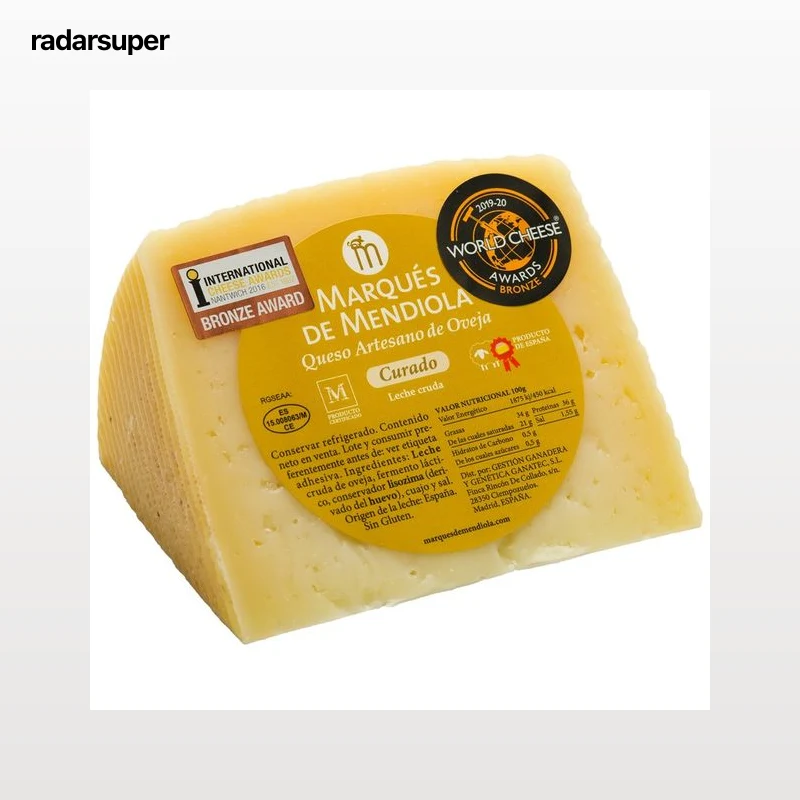 MARQUÉS DE MENDIOLA Queso curado de oveja Artesano Puro, cuña.