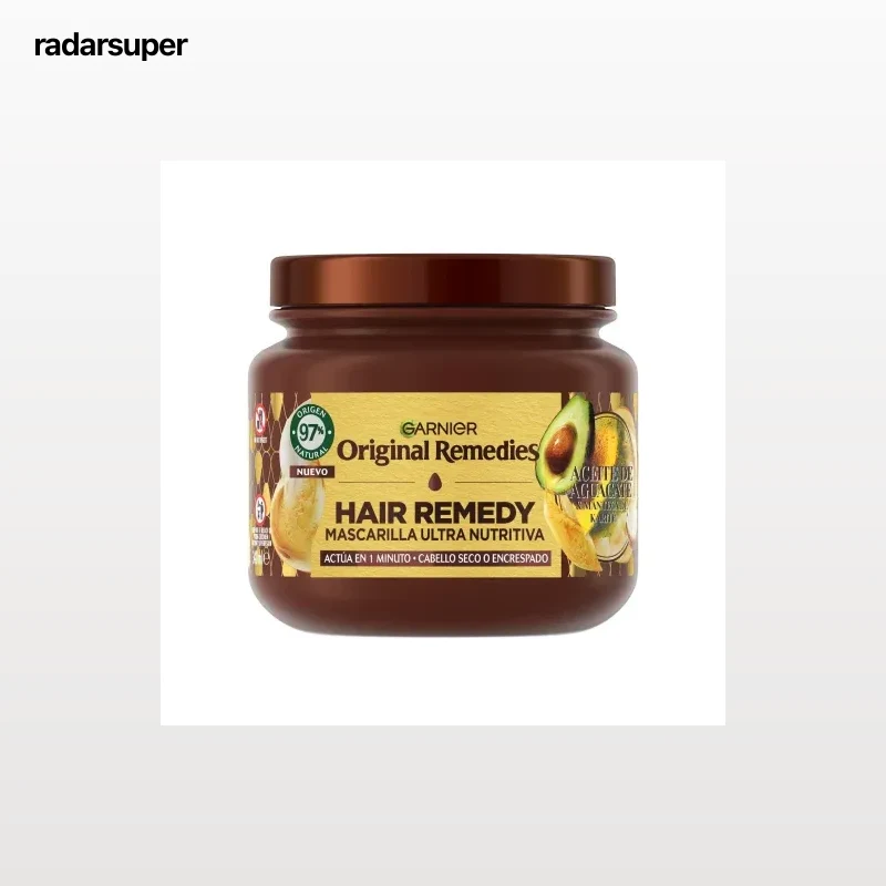Mascarilla capilar antiencrespamiento con aceite de aguacate y manteca de karité Garnier Original Remedies 340 ml.
